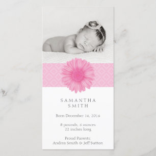 Fotokaart voor roze Baby Aankondiging