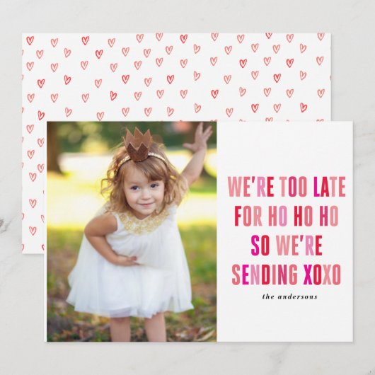 Fotokaart voor roze en rode Valentijnsdag Feestdagenkaart (Voorkant / Achterkant)