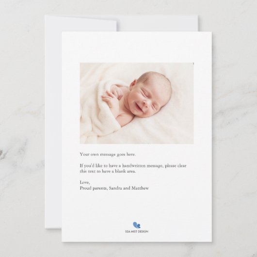 Fotokaart voor roze Hallo Baby ter kondiging van g Aankondiging (Achterkant)