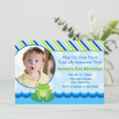 Fotokaart voor uitnodiging voor kikkerverjaardag (Staand voorkant)