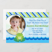 Fotokaart voor uitnodiging voor kikkerverjaardag (Voorkant / Achterkant)