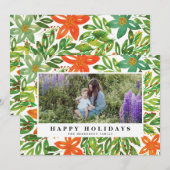 Fotokaart voor vakantie en handbediende bloemen feestdagenkaart (Voorkant / Achterkant)