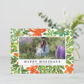 Fotokaart voor vakantie en handbediende bloemen feestdagenkaart (Staand voorkant)