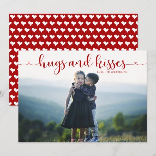 Fotokaart voor Valentijnsdag van Hugs en Kisses Feestdagenkaart (Voorkant / Achterkant)