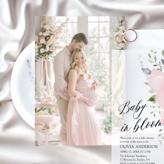 Fotokaart voor Vellum Baby shower Invitation Kaart