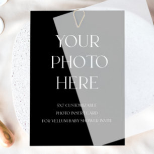 Fotokaart voor Vellum Baby shower Invitation Kaart
