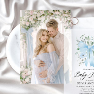 Fotokaart voor Vellum Baby shower Invitation Kaart