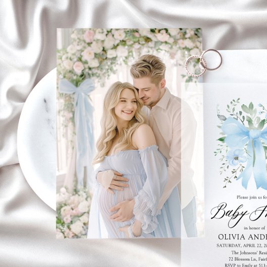 Fotokaart voor Vellum Baby shower Invitation Kaart