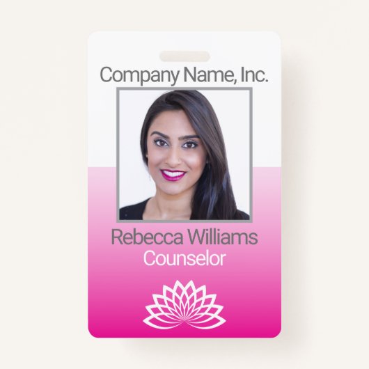 Fotokaart voor werknemers - Roze Badge (Voorkant)