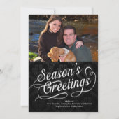 Fotokaart voor zwartwitscriptseizoen (zwart/wit) feestdagenkaart (Voorkant)