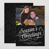 Fotokaart voor zwartwitscriptseizoen (zwart/wit) feestdagenkaart (Voorkant / Achterkant)