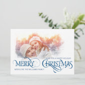 fotokaart Vrolijk kerstblauw stijl Aankondiging (Staand voorkant)