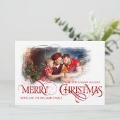  fotokaart Vrolijk kerstrood stijl Aankondiging (Staand voorkant)