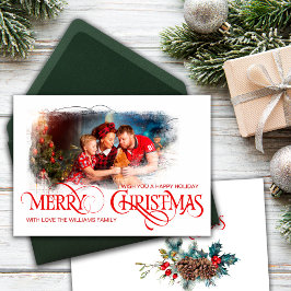  fotokaart Vrolijk kerstrood stijl Aankondiging