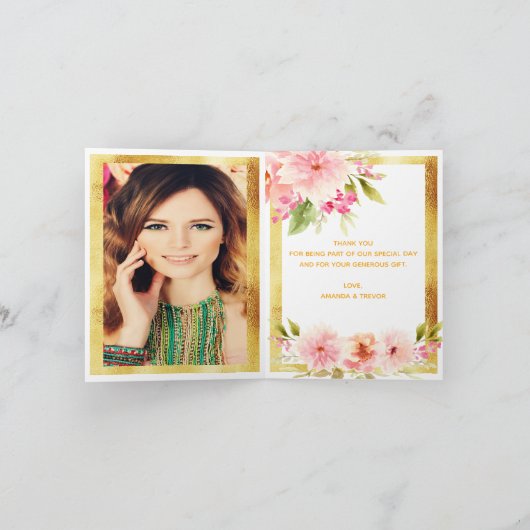 Fotokaart waterkleurige dahlia bloemen bedankkaart (Binnen)