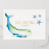 Fotokaart Waterverf Walvis Kerstkaart Folie Feestdagenkaart (Voorkant)