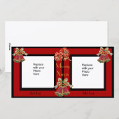 Fotokaart Zwart Goud Bloemen Dubbel Xmas Feestdagenkaart (Voorkant / Achterkant)