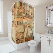  fotokaarten collage. Europa, Midden-Oosten Douchegordijn (In situ)