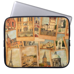  fotokaarten collage. Europa, Midden-Oosten Laptop Sleeve