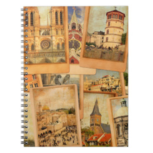  fotokaarten collage. Europa, Midden-Oosten Notitieboek