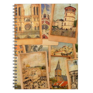  fotokaarten collage. Europa, Midden-Oosten Notitieboek