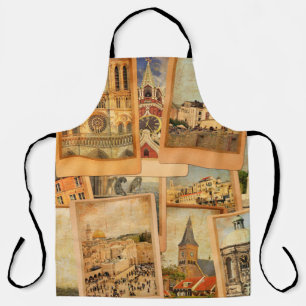 fotokaarten collage. Europa, Midden-Oosten Schort