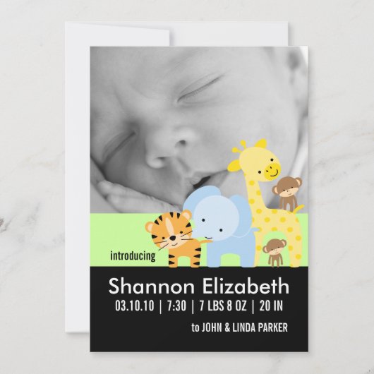 Fotokaarten van baby Birth Announding Aankondiging (Voorkant)