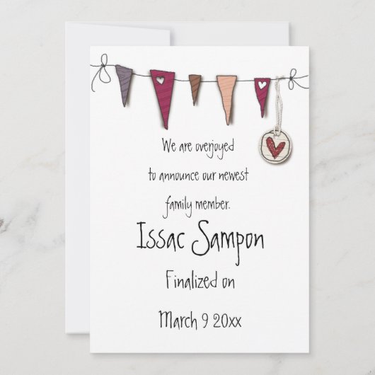 fotokaarten voor adoptieaankondigingen aankondiging (Achterkant)