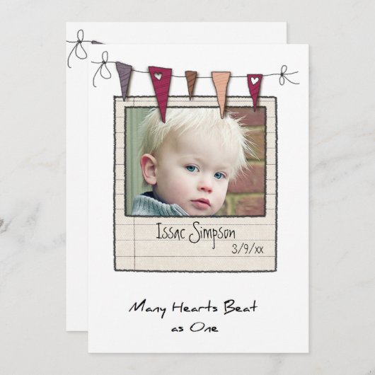 fotokaarten voor adoptieaankondigingen aankondiging (Voorkant / Achterkant)