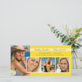 Fotokaarten voor afstuderen Aankondiging | Geel (Staand voorkant)