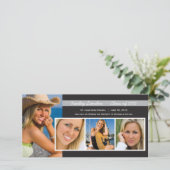 Fotokaarten voor afstuderen Aankondiging | Zwart (Staand voorkant)