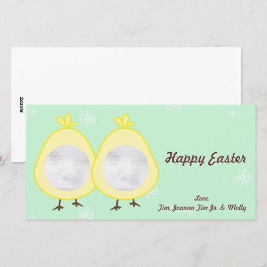 Fotokaarten voor baby Chick Easter Feestdagenkaart (Voorkant / Achterkant)