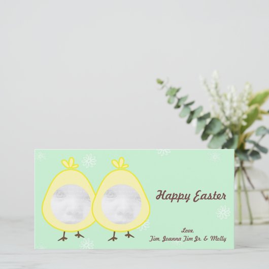Fotokaarten voor baby Chick Easter Feestdagenkaart (Staand voorkant)