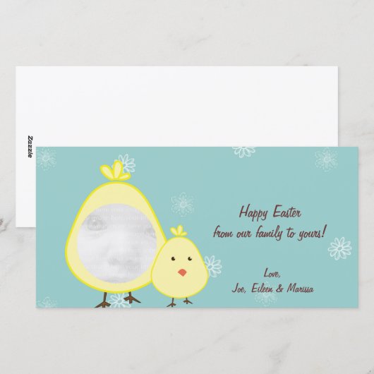 Fotokaarten voor baby Chick Easter Feestdagenkaart (Voorkant / Achterkant)