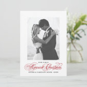 Fotokaarten voor eerste getrouwde kerstPas getrouw Feestdagenkaart (Staand voorkant)