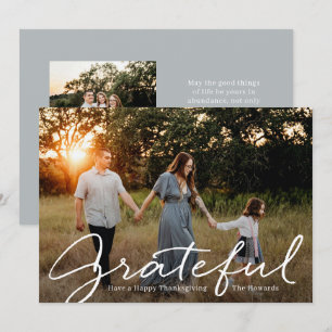 Fotokaarten voor Grateful Script Thanksgiving Feestdagenkaart