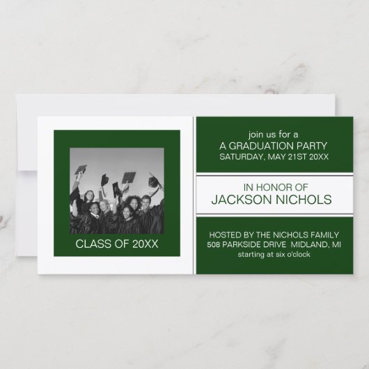 Fotokaarten voor groen en wit Afstuderen (Voorkant)