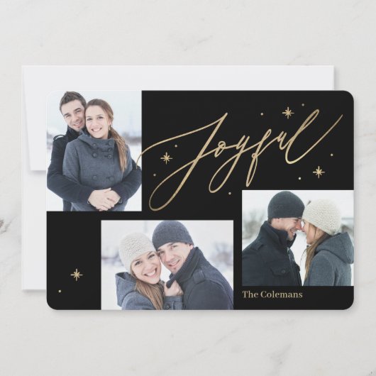 Fotokaarten voor Joyful Times 3 Foto Holiday Feestdagenkaart (Voorkant)