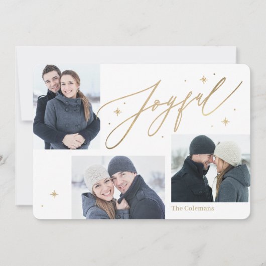 Fotokaarten voor Joyful Times 3 Foto Holiday Feestdagenkaart (Voorkant)