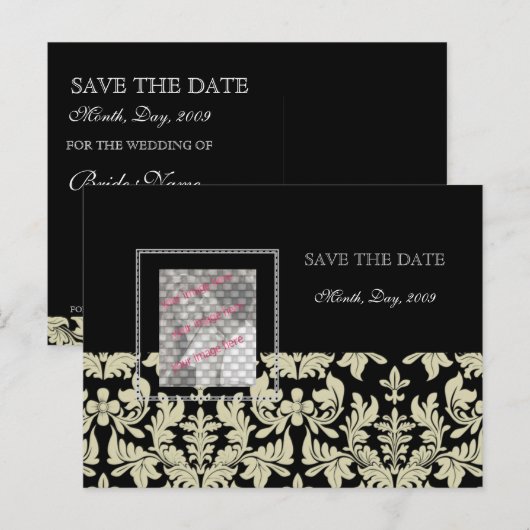 Fotokaarten, Zwart Wit slaan de datum briefkaarten (Voorkant / Achterkant)