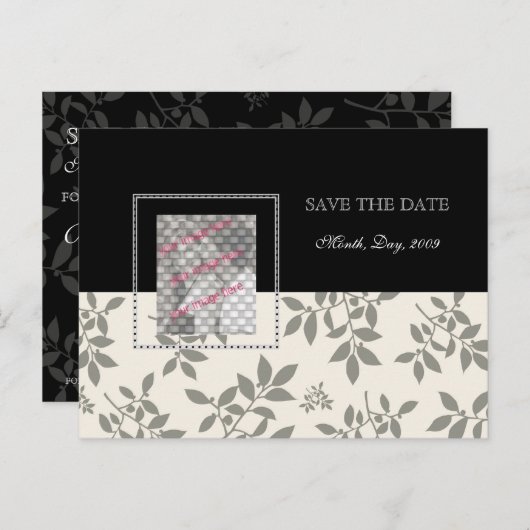 Fotokaarten, Zwart Wit slaan de datum briefkaarten (Voorkant / Achterkant)