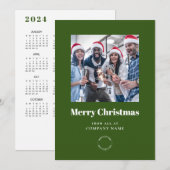 Fotokalender 2024 Bedrijf Logo QR Green Xmas Feestdagenkaart (Voorkant / Achterkant)