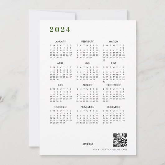 Fotokalender 2024 Bedrijf Logo QR Green Xmas Feestdagenkaart (Achterkant)