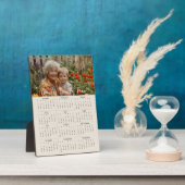 Fotokalender 2025 met stand Volle jaar Beige Fotoplaat (Zijkant)