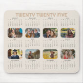 Fotokalender 2025 Volledig jaar Beige Mousepad Muismat (Voorkant)