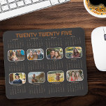 Fotokalender 2025 Volledig jaar Black Mousepad Muismat<br><div class="desc">Fotokalender 2025 met 8 afbeeldingen en een volledige jaarkalender voor Twenty Fifty. Kleurenpalet van humeurig zwart en aards bruin - gemakkelijk te bewerken in het ontwerpgereedschap om bij uw decor te passen. Zie mijn gepersonaliseerde agenda collectie voor meer design.</div>