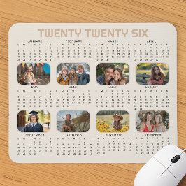 Fotokalender 2026 Volledig jaar Beige Mousepad Muismat