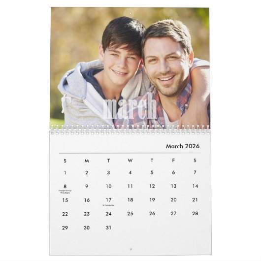 Fotokalender, bewerkbare kalender (Mar 2026)