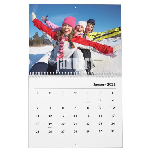 Fotokalender, bewerkbare kalender (Jan 2026)