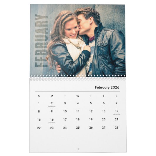 Fotokalender, bewerkbare kalender (Feb 2026)